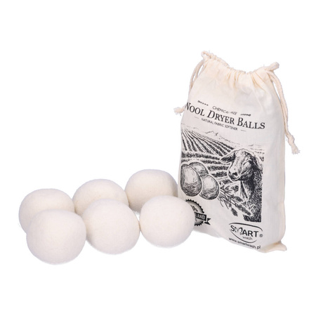 Smart Wash Kule z wełny do suszarek 6 szt białe