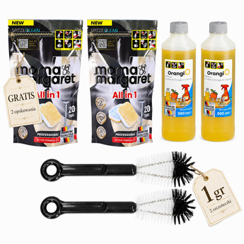 Zestaw Mama Margaret – 2x #mama106 OrangiO 500 ml + 2x tabletki do zmywarki 3-warstwowe All in 1 + 2x szczoteczka Magic Brush 360 | PONAD 34% OSZCZĘDNOŚCI + DARMOWA WYSYŁKA