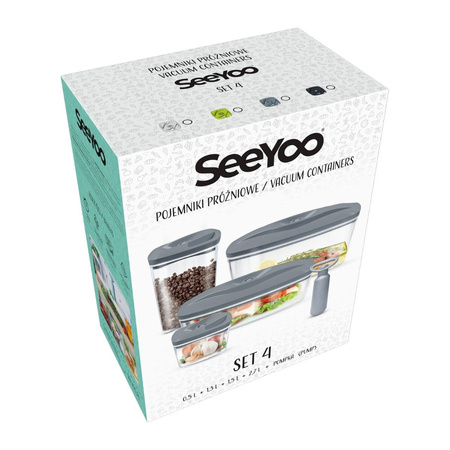 Zestaw pojemników SeeYoo stalowy szary 4 szt